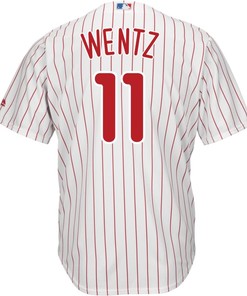 Carson Wentz Philadelphia Phillies Majestic X Mlb Crossover Cool Base Player Jersey - White - Robokeg