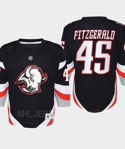 Casey Fitzgerald 45 Buffalo Sabres 2022-23 Goathead Third Player Youth Jersey Black - Robokeg