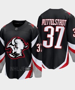 Casey Mittelstadt 37 Buffalo Sabres 2022-23 Goathead Third Premier Breakaway Player Jersey - Robokeg
