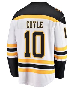 Charlie Coyle 10 Boston Bruins Stanley Cup 2023 Playoffs Patch Away Breakaway Men Jersey - White - Robokeg