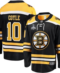 Charlie Coyle 10 Boston Bruins Stanley Cup 2023 Playoffs Patch Home Breakaway Men Jersey - Black - Robokeg
