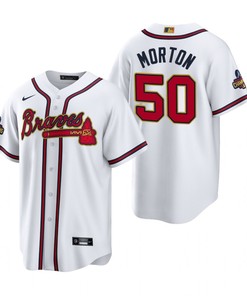 Charlie Morton 50 Jersey, Atlanta Braves White 2022-23 Gold Program Jersey - Robokeg