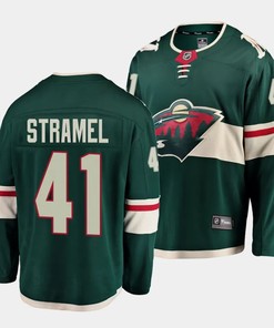 Charlie Stramel #41 Minnesota Wild 2023 NHL Draft Home Men Jersey - Green - Robokeg