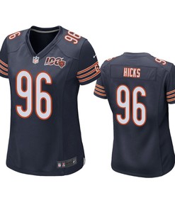 Chicago Bears Akiem Hicks Navy 100th Season Game Jersey - Womens - Robokeg