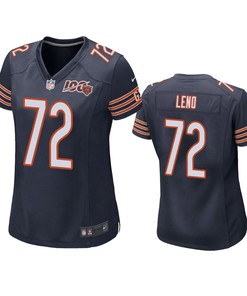 Chicago Bears Charles Leno Navy 100th Season Game Jersey - Womens - Robokeg