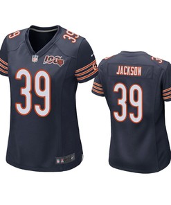 Chicago Bears Eddie Jackson Navy 100th Season Game Jersey - Womens - Robokeg