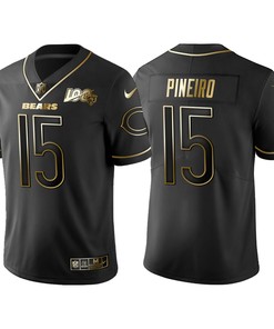 Chicago Bears Eddy Pineiro 100th Anniversary Black Gold Logo Jersey - Robokeg