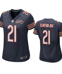 Chicago Bears Ha Ha Clinton-dix Navy 100th Season Game Jersey - Womens - Robokeg