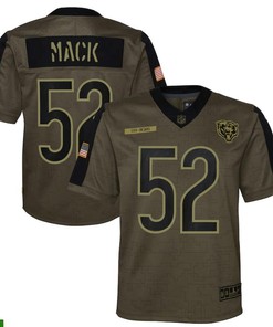 Chicago Bears Khalil Mack 52 Nfl Olive 2021 Salute To Service Game Men Jersey For Bears Fans - Robokeg