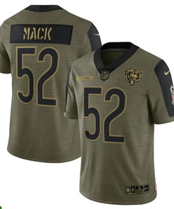 Chicago Bears Khalil Mack 52 Nfl Olive 2021 Salute To Service Retired Player Men Jersey For Bears Fans - Robokeg