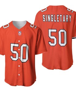 Chicago Bears Mike Singletary #50 Nfl Great Player American Football Team Custom Game Orange 3d Designed Allover Gift For Bears Fans Baseball Jersey - Robokeg