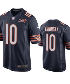 Chicago Bears Mitchell Trubisky Navy 100th Season Game Jersey - Mens - Robokeg