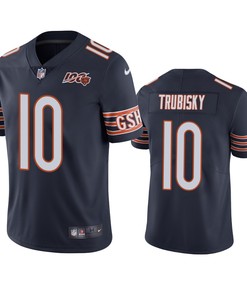 Chicago Bears Mitchell Trubisky Navy 100th Season Limited Jersey - Mens - Robokeg