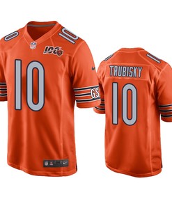 Chicago Bears Mitchell Trubisky Orange 100th Season Game Jersey - Mens - Robokeg