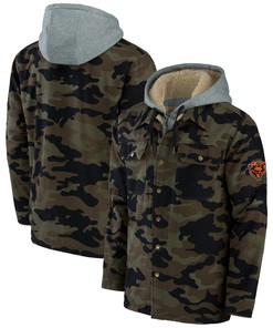 Chicago Bears Nfl X Darius Rucker Collection By Canvas Full-zip Hoodie - Camo - Robokeg