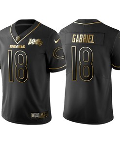 Chicago Bears Taylor Gabriel 100th Anniversary Black Gold Logo Jersey - Robokeg