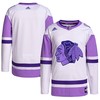 Chicago Blackhawks Adidas Hockey Fights Cancer Primegreen Authentic Blank Practice Jersey - White/purple Nhl - Robokeg