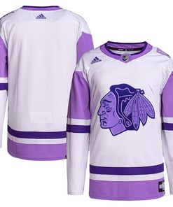 Chicago Blackhawks Adidas Hockey Fights Cancer Primegreen Authentic Blank Practice Jersey - White/purple Nhl - Robokeg