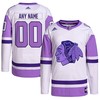 Chicago Blackhawks Adidas Hockey Fights Cancer Primegreen Authentic Custom Jersey - White/purple Custom Jerseys Nhl - Robokeg