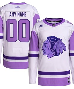 Chicago Blackhawks Adidas Hockey Fights Cancer Primegreen Authentic Custom Jersey - White/purple Custom Jerseys Nhl - Robokeg