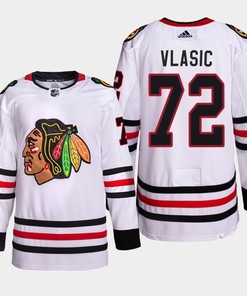 Chicago Blackhawks Alex Vlasic 72 White Away Primegreen Jersey 2022-23 - Robokeg