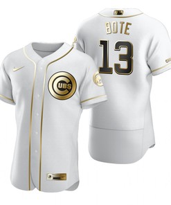 Chicago Cubs #13 David Bote Mlb Golden Brandedition White Jersey Gift For Cubs Fans - Robokeg