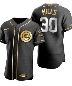 Chicago Cubs #30 Alec Mills Mlb Golden Brandedition Black Jersey Gift For Cubs Fans - Robokeg