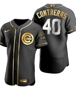 Chicago Cubs #40 Willson Contreras Mlb Golden Brandedition Black Jersey Gift For Cubs Fans - Robokeg