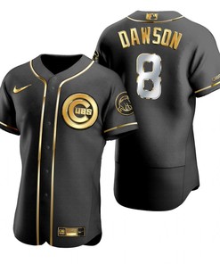 Chicago Cubs #8 Andre Dawson Mlb Golden Brandedition Black Jersey Gift For Cubs Fans - Robokeg