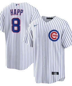 Chicago Cubs #8 Ian Happ Home Replica Jersey - White - Robokeg