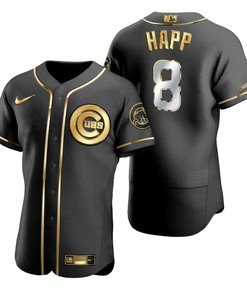 Chicago Cubs #8 Ian Happ Mlb Golden Brandedition Black Jersey Gift For Cubs Fans - Robokeg
