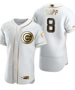 Chicago Cubs #8 Ian Happ Mlb Golden Brandedition White Jersey Gift For Cubs Fans - Robokeg