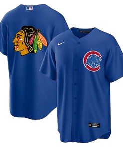 Chicago Cubs Blackhawks Royal Cool Base Stitched Baseball Jersey - Robokeg