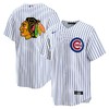 Chicago Cubs Blackhawks White Cool Base Stitched Baseball Jersey - Robokeg