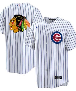 Chicago Cubs Blackhawks White Cool Base Stitched Baseball Jersey - Robokeg