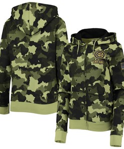 Chicago Cubs New Era Womens 2022 Mlb Armed Forces Day Camo Full-zip Hoodie - Green - Robokeg