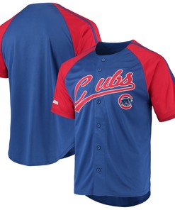 Chicago Cubs Stitches Button-down Raglan Replica Jersey - Royal Mlb - Robokeg