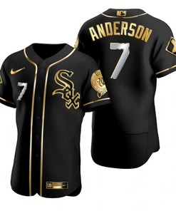 Chicago White Sox #7 Tim Anderson Mlb Golden Brandedition Black Jersey Gift For White Sox Fans - Robokeg
