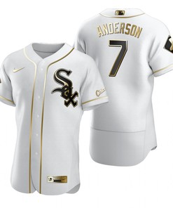 Chicago White Sox #7 Tim Anderson Mlb Golden Brandedition White Jersey Gift For White Sox Fans - Robokeg