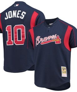 Chipper Jones Atlanta Braves Mitchell & Ness Cooperstown Collection Mesh Batting Practice Jersey - Navy Mlb - Robokeg