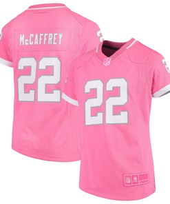 Christian Mccaffrey Carolina Panthers Girls Fashion Bubble Gum Jersey - Pink Nfl - Robokeg