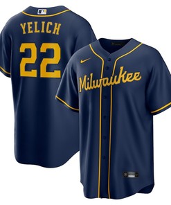 Christian Yelich 22 Milwaukee Brewers Alternate Player Jersey - Navy - Robokeg