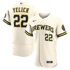 Christian Yelich 22 Milwaukee Brewers Home Wordmark Player Elite Jersey - Cream - Robokeg