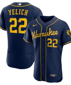 Christian Yelich Milwaukee Brewers Alternate Authentic Player Jersey Navy Mlb - Robokeg