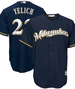 Christian Yelich Milwaukee Brewers Alternate Official Cool Base Player Jersey - Navy - Robokeg
