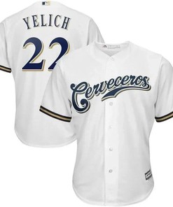 Christian Yelich Milwaukee Brewers Home Hispanic Heritage Cool Base Player Jersey - White - Robokeg