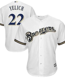 Christian Yelich Milwaukee Brewers Official Cool Base Player Jersey - White - Robokeg