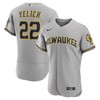 Christian Yelich Milwaukee Brewers Road Authentic Player Logo Jersey Gray Mlb - Robokeg