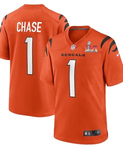 Cincinnati Bengals Jamarr Chase 1 2022 Nfl Superbowl Lvi Match Orange Jersey Gift For Bengals Fans - Robokeg