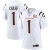 Cincinnati Bengals Jamarr Chase 1 2022 Nfl Superbowl Lvi Match White Jersey Gift For Bengals Fans - Robokeg